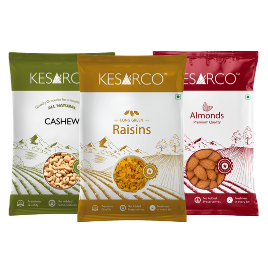 Almonds, Cashew and Raisins combo (500gm each)