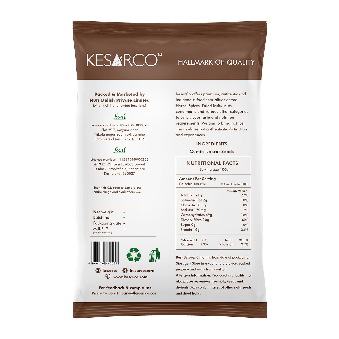 Jeera and Ajwain seeds combo 400gm (200gm each)