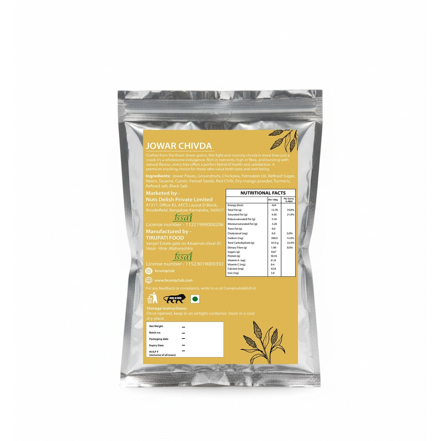 Bruniq Jowar Chivda 75g Pack of 2