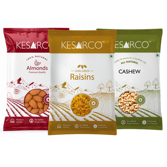 Almonds, Cashew and Raisins combo (500gm each)