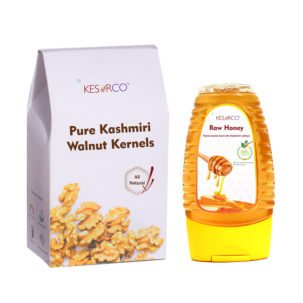 Kashmiri Walnut Kernels and Raw Honey Combo
