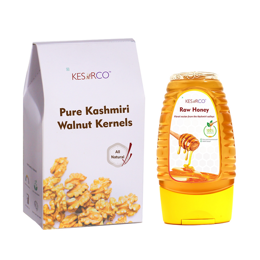 Kashmiri Walnut Kernels and Raw Honey Combo