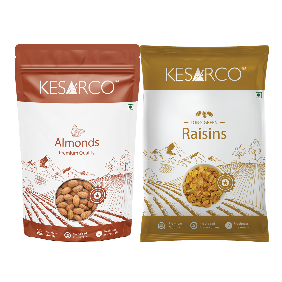 Raw Almonds & Green Raisins Combo