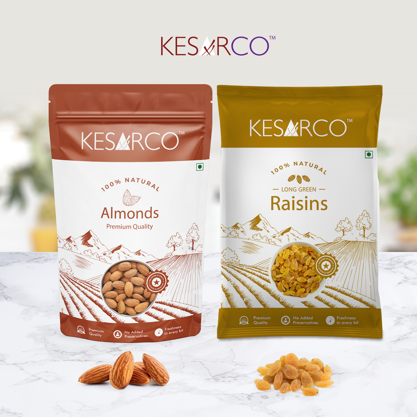 Raw Almonds & Green Raisins Combo