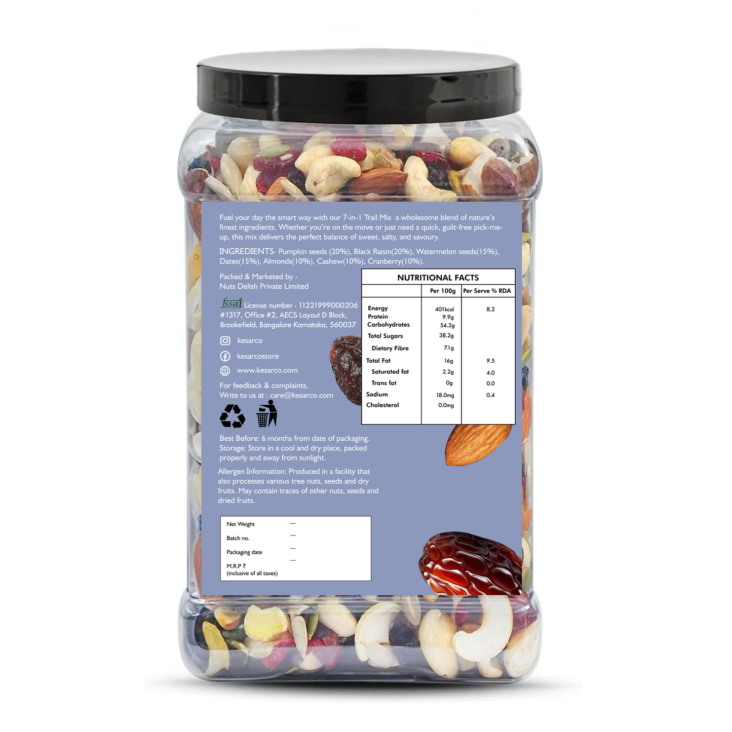 7-in-one Trail mix | Dry Fruits, Nuts and Seeds Mix | Wholesome Snack