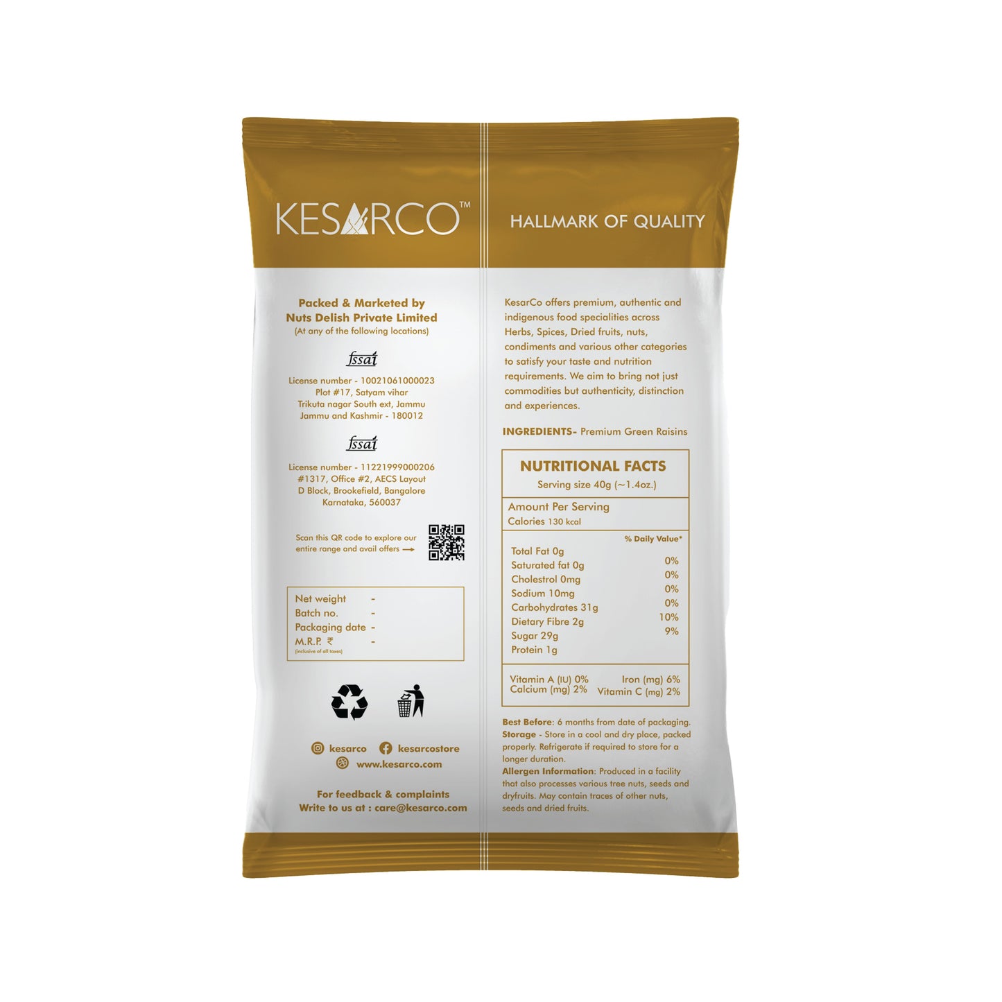 Almonds, Cashew and Raisins combo (500gm each)