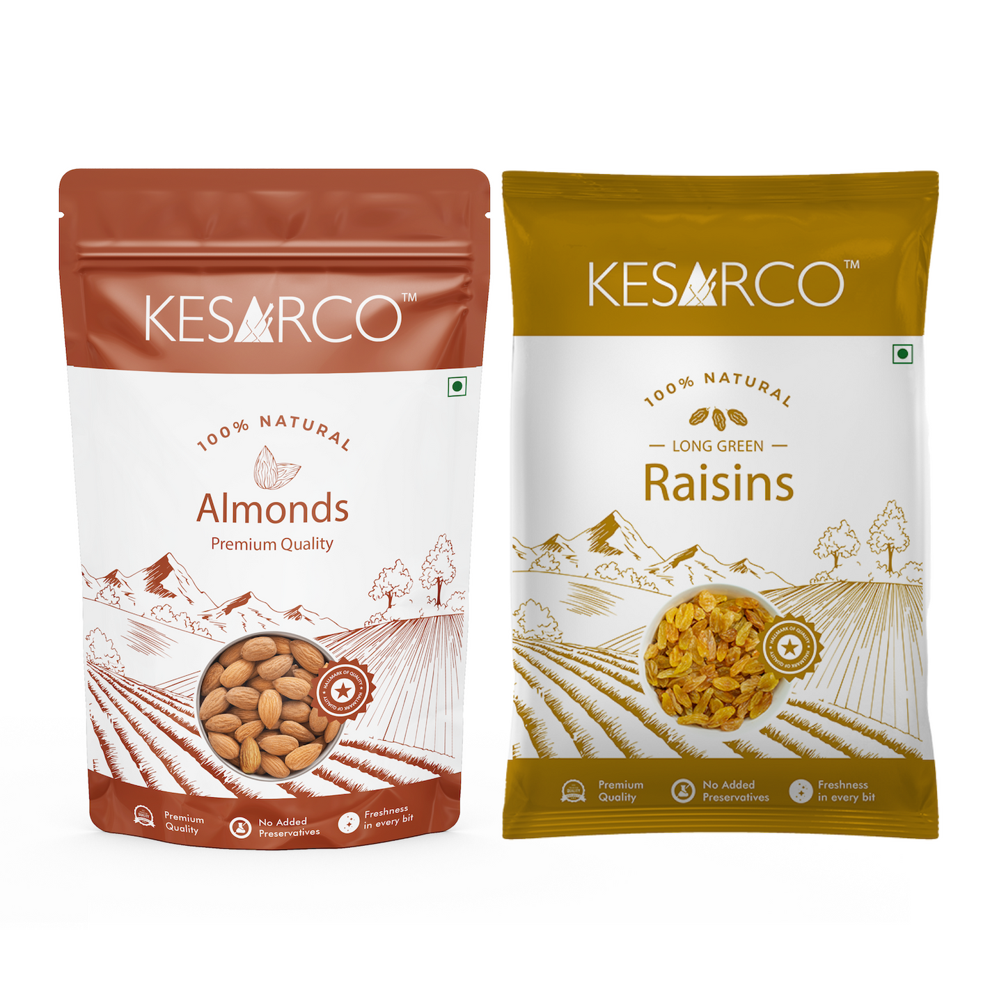 Raw Almonds & Green Raisins Combo